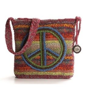The Sak Crocheted peace sign crossbody